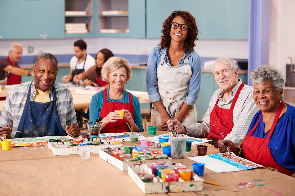 senior living facilities-painting class